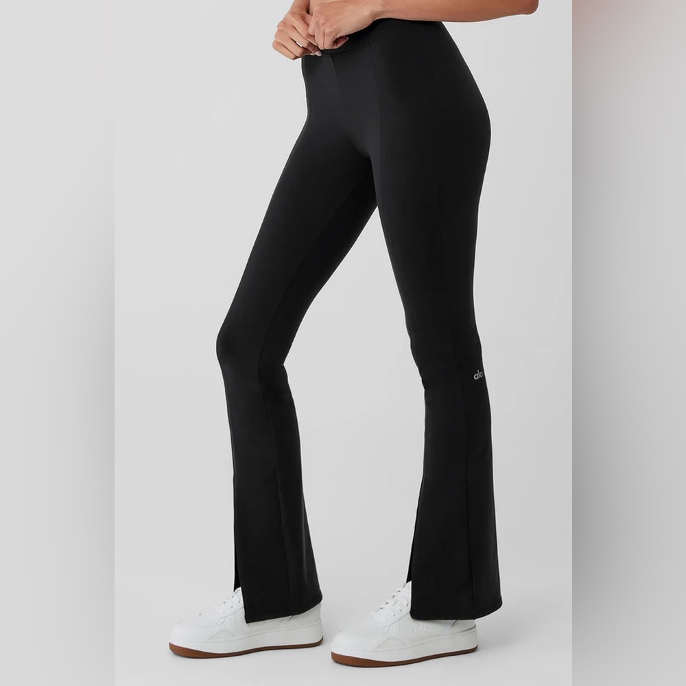 ALO Yoga Black High Waisted Split Flare Leggings